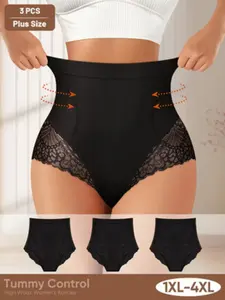 Women's Lace Underwear Set, Elegant Chic High-Waisted Triangle Panties, Plus Size Breathable Quick-Dry Fabric, Ideal for Dance Training & Daily Wear