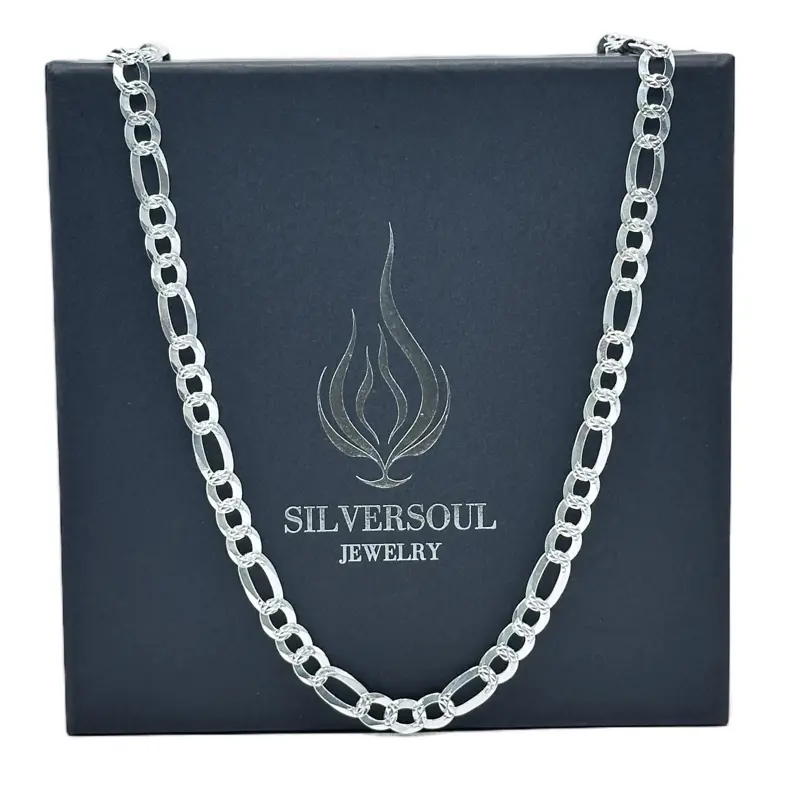 6.8MM FIGARO CHAIN - 925 SILVER Stackable Cuban Link High End Necklace