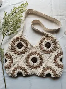 Sunflower Crochet Bag - Handcrafted with Sunflower Design and Natural Color Scheme