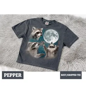 Comfort Colors Three Raccoons Boxy Tee, Cute Vintage Animal Graphic Shirt