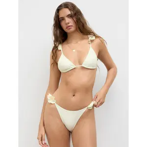 Cider V-neck Lettuce Trim Triangle Bikini Set