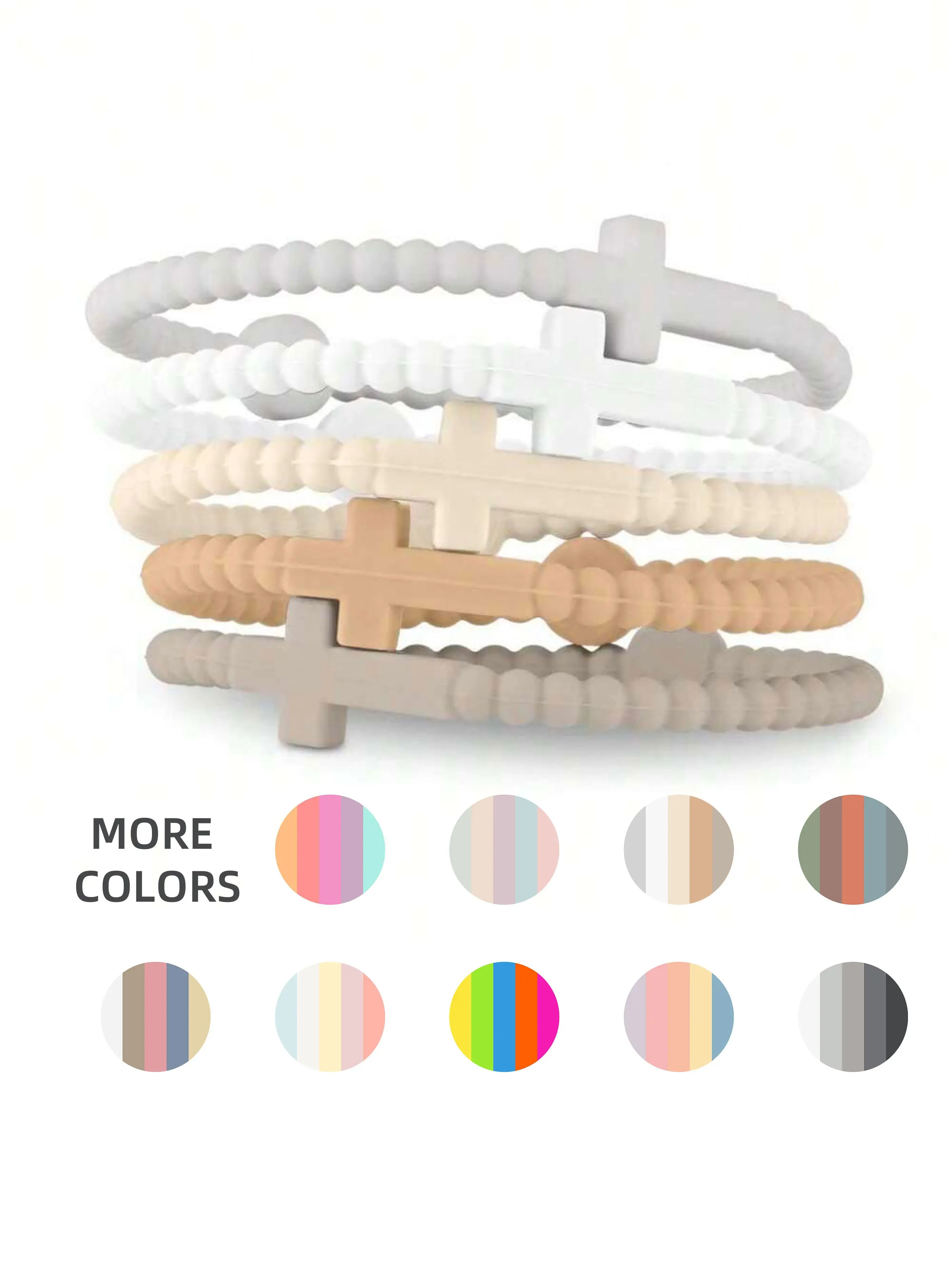 5pcs Cute Random Color Hand Strap, Thin Cross Silicone Bracelet, Beaded Bracelets, New Fashion Bracelets, All Seasons Accessory, Perfect Gift