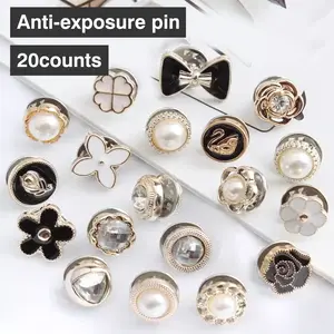 20 Counts Brooch Buttons for Women,Easy to Install with Secure Lock, Scratch-Resistant and Durable, A Set for Various Clothing Styles