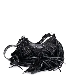 Pre-owned Balenciaga Leather Shoulder Bags Le Cagole Giant Studs Fringe Shoulder Bag XS by Rebag