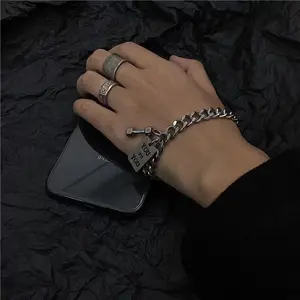 Fitness small dumbbell bracelet for men, titanium steel non-fading letter steel brand bracelet for men and women, couple bracelet