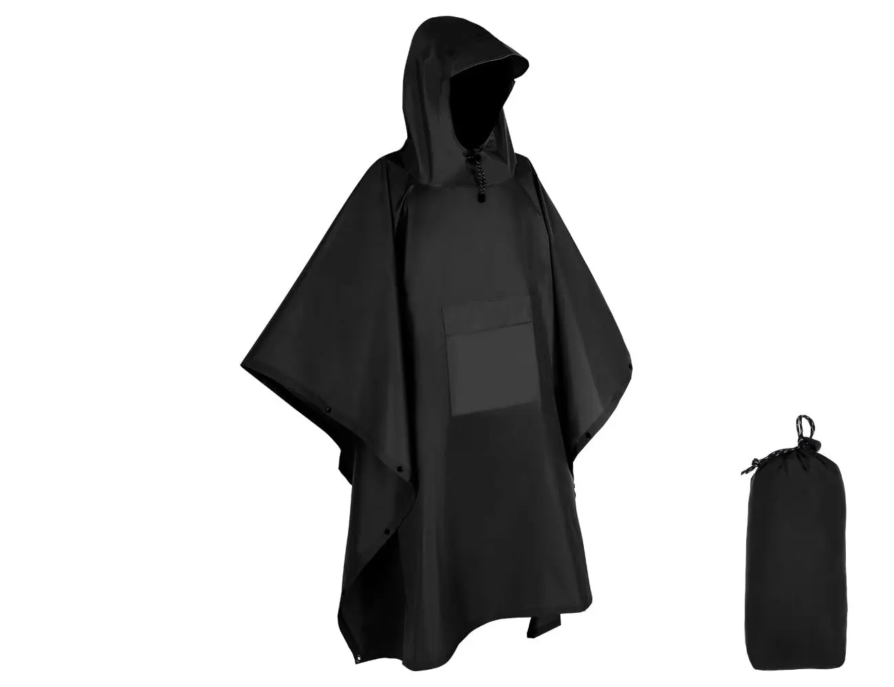3 in 1 Outdoor Military Raincoat Hooded Sleeve Waterproof Rain Poncho Motorcycle Rain Cover Camping Hiking Travel Rainwear Tent Rainproof Rain Suit