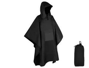 3 in 1 Outdoor Military Raincoat Hooded Sleeve Waterproof Rain Poncho Motorcycle Rain Cover Camping Hiking Travel Rainwear Tent Rainproof