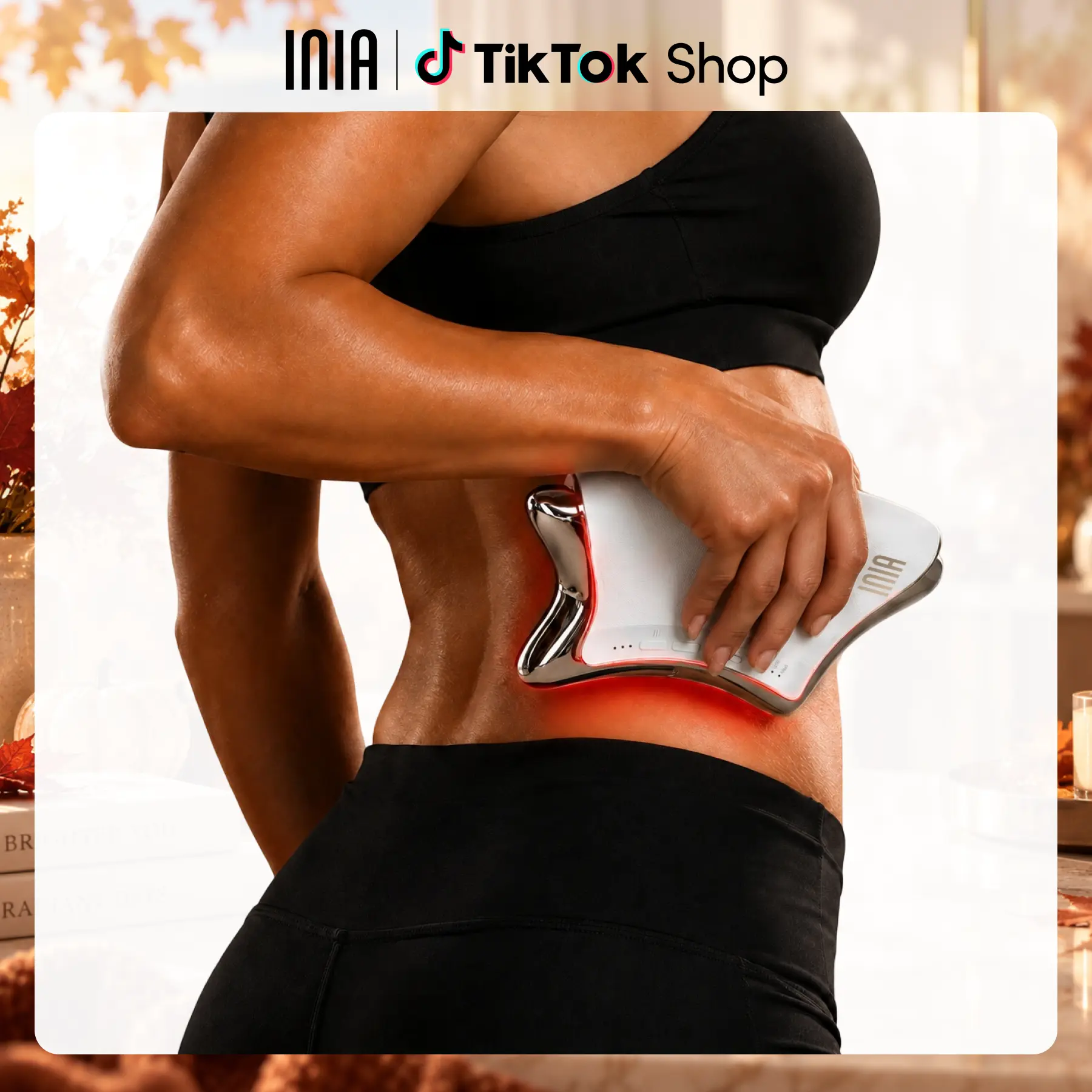INIA FASCIOR Clinical-Grade 4-in-1 Body Contouring & Recovery Beauty Tools, RF, EMS & Red Light Therapy for Skin Tightening & Cellulite, Ideal for Women's Deep Tissue Massage