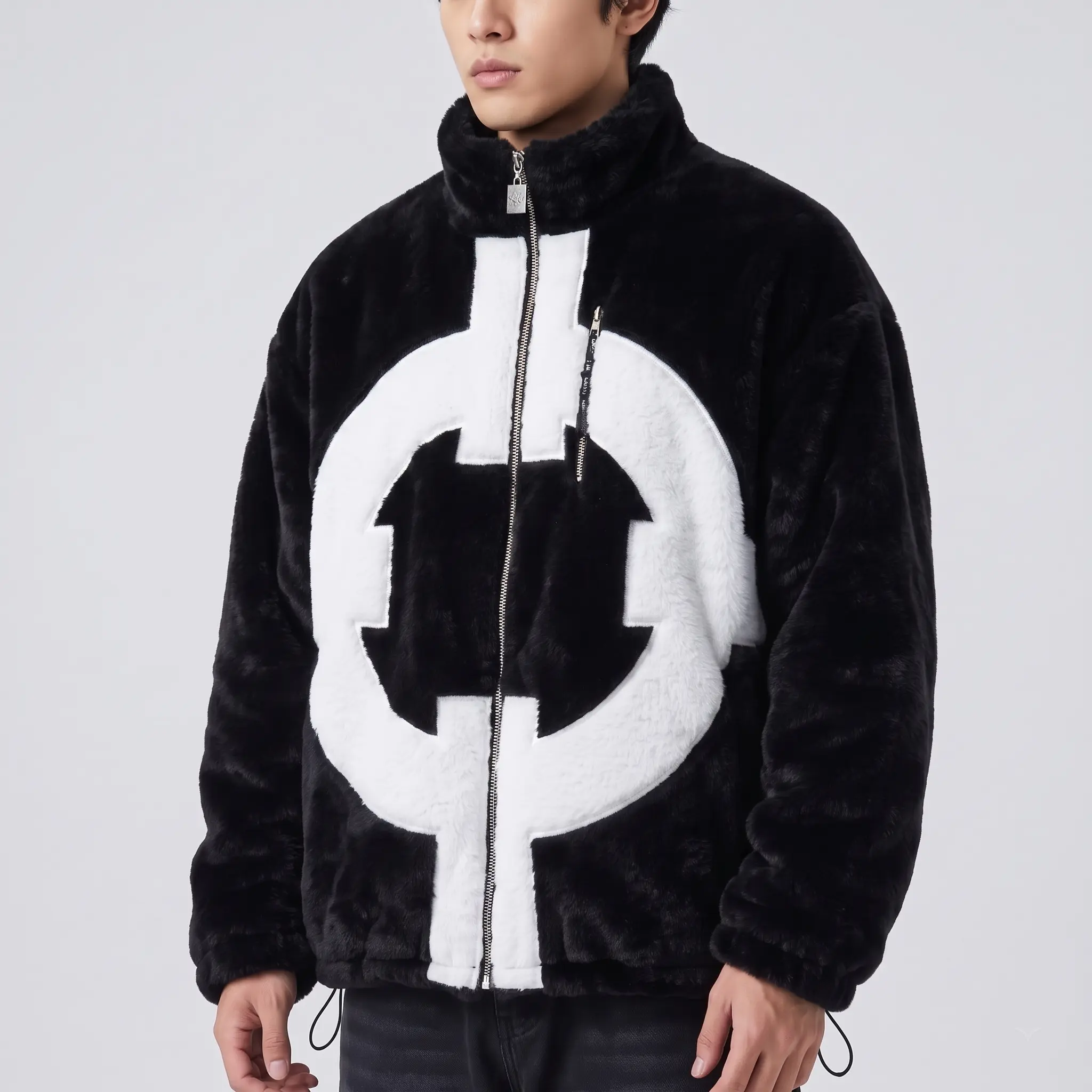 Unisex Anime Kuma PX-0 Jacket, Unique Paw Print Design,Y2K Streetwear Winter Coat with Unique Design for Cozy & Cool Style Fall Winter Clothes Black