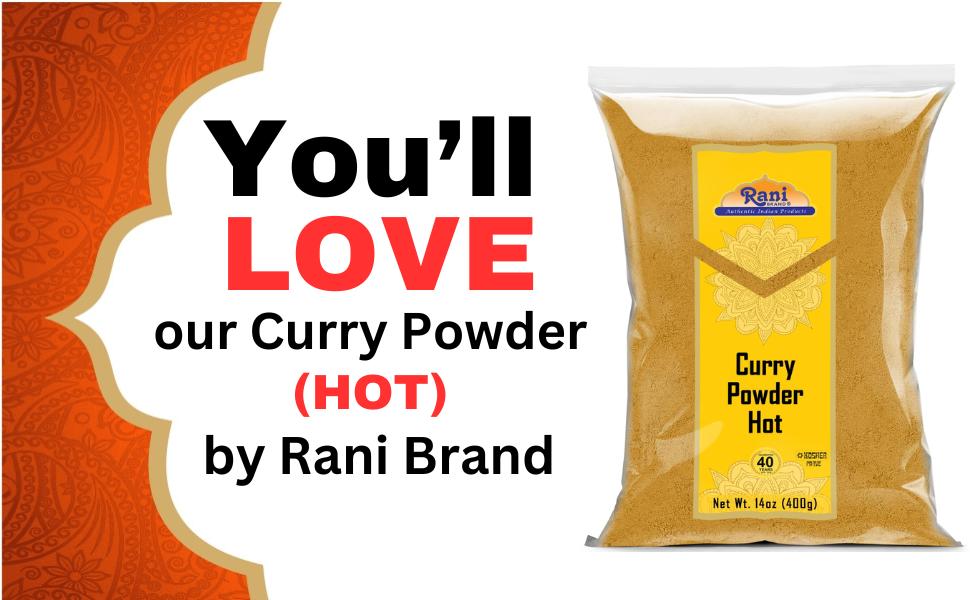 Rani Curry Powder Hot (11-Spice Authentic Indian Blend) 14oz (400g) ~ All Natural | Salt-Free | Vegan | No Colors | Gluten Friendly | NON-GMO | Kosher | Indian Origin
