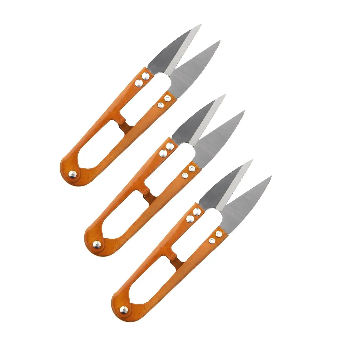 TOOLAZO 3-Pack Spring-Loaded Sewing Snips – 4.25" High-Carbon Steel Thread Cutters with Rust-Resistant Coating | for Fabric, Yarn, Fly Tying & Medical Sutures | Bright Orange Handles for Low-Light Visibility
