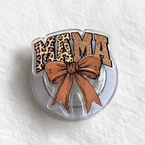 Mama Leopard Print Bow Magsafe Phone Grip - Magnetic Pop Socket & Kickstand - Cute Gift for Mom