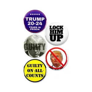 5 Pack - Guilty On All 34 Counts Donald Trump Conviction 2024 Political Pinback Buttons - 2.25 inch