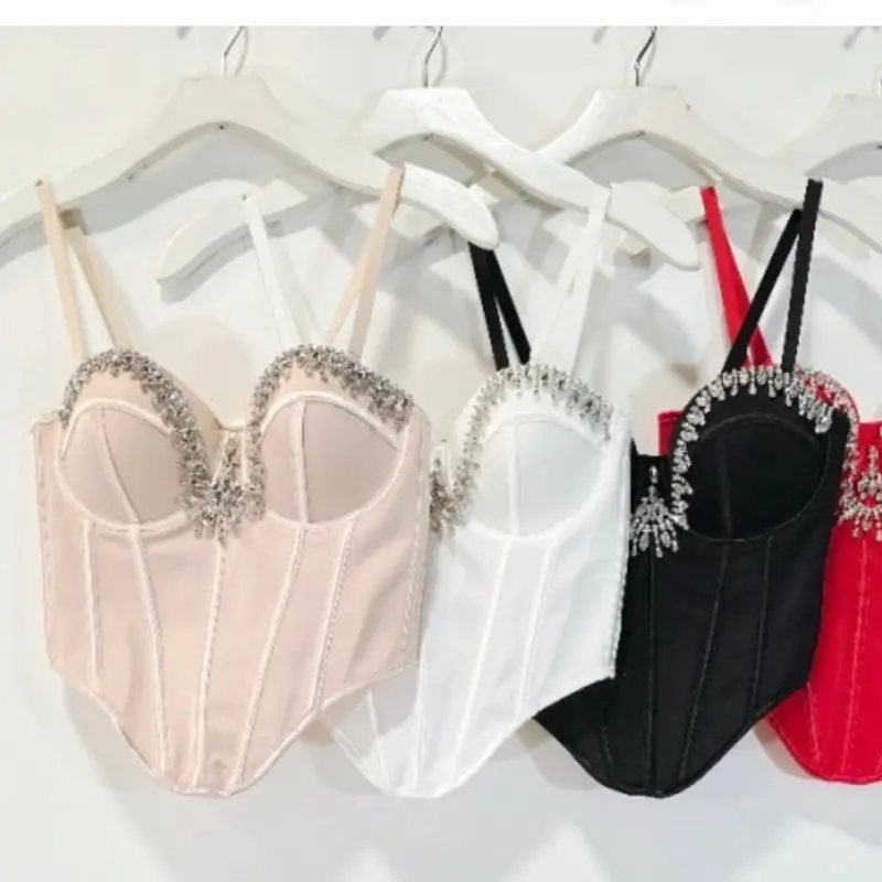 Nude Elegant Beaded Corset Top for Women