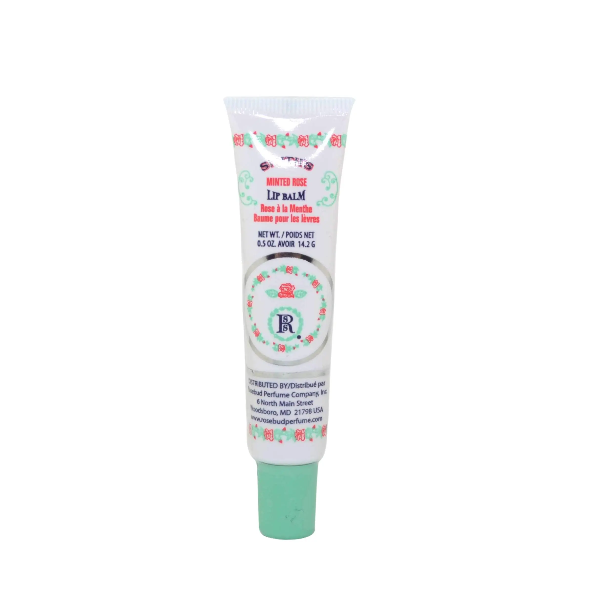 Rosebud Perfume Co. Minted Rose Lip Balm Tube - 5.5 oz - Delicate Scent, Gentle Skincare, Moisturizing - Soothing Lip Treatment for Cosmetic Use, Traveling