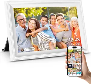 White Digital Picture Frame WiFi Send Photos from Your Phone 16GB Storage 10.1inch 1280x800 IPS Touch Screen Digital Photo Frame Auto-Rotate Wall Mountable Photo Picture Frame Digital