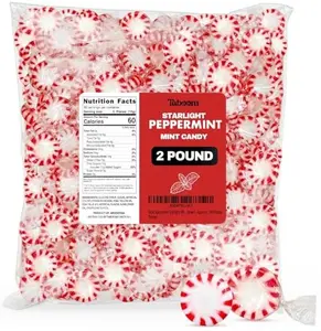 Bulk Starlight Peppermints Hard Candy - 2 Pound Approx. 144 Individually Wrapped Peppermint Hard Candy Discs For Holiday Parties, Candy Bowls & Treats