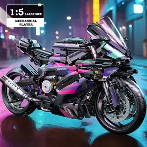 1:5 Scale Collectible Motorcycle Building Block Kit - Platinum Edition - Authentic Details & Assembly Required
