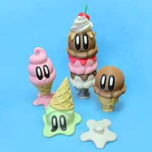23-pc Set Modular Ice Cream Scoops Figurines with Toppings and Bases, 3D Printed with High-Quality Materials