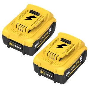 12000mAh Replacement for Dewalt 20 Volt Battery Compatible with Dewalt 20V Batteries DCB206-2 DCB203 DCB201 DCB204 DCD985B DCD771C2 DCS355D1 Power Tools(Yellow-2Pack)
