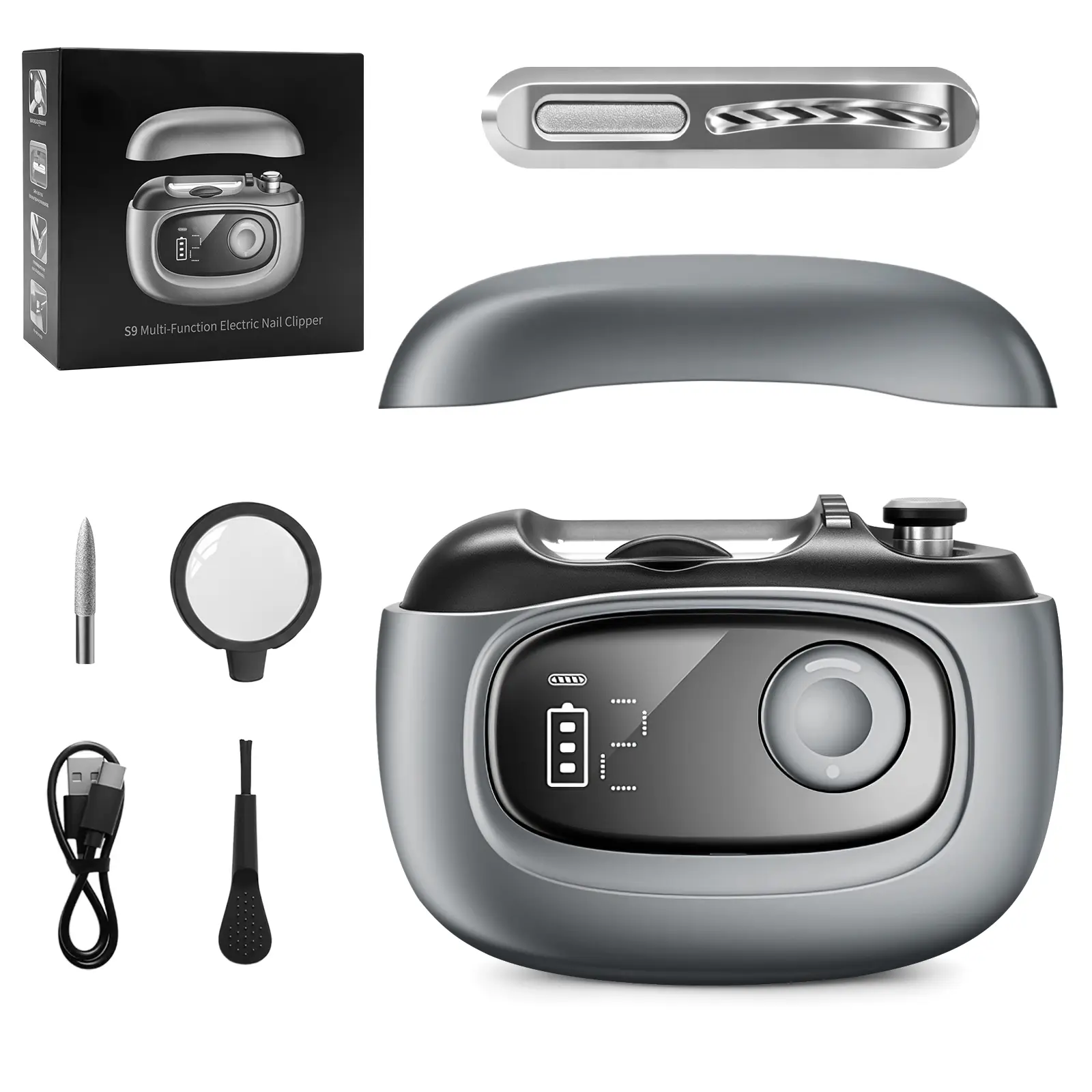 Selanvilo 3-in-1 Electric Nail Trimmer & Polisher for Nail Care, with LCD Display, LED Light