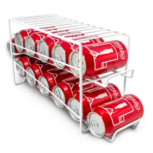 Soda Can Beverage Dispenser Rack with 2-Tier Design for Home Supplies and Organisers Metal Drink
