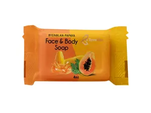 Byenblan Papaya Face & Body Soap 4oz - Gentle Cleanser for Daily Skincare with Papaya Extract, Mild Formula, Orange Packaging, 4oz Size