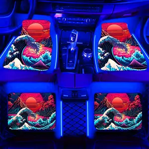 Wave Pattern Car Floor Mat, UV Reactive Car Floor Mat, Water-absorbent & Non-slip Car Interior Protective Mat, Car Interior Accessories