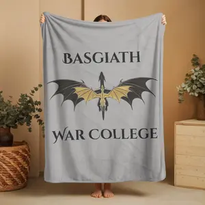 Basgiath War College Blanket, Fourth Wing Throw, Soft Cozy Bedding, Home Accent, Light Grey