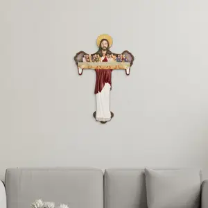 15inch A tall crucifix statue of Jesus with a Last Supper theme, suitable for home/room decoration, and also a perfect gift for housewarming, holidays, and birthdays. It is an excellent collectible for collectors and decoration enthusiasts