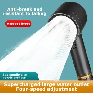 4-Mode High-Pressure Shower Head with Filter - Gray/Black, 80*240mm, ABS Material, Four-Speed Adjustment, Pressurized Water Flow, Built-in Filtration Function, Durable & Safe Construction
