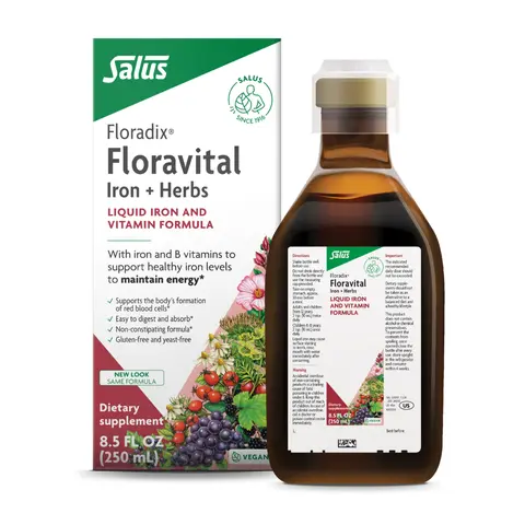 Floradix Floravital Liquid Iron & Vitamin Formula - Liquid Iron Supplement with C & B Vitamins & Herbs for Energy Support - Vegan, Gluten-Free, Yeast-Free & Non-GMO