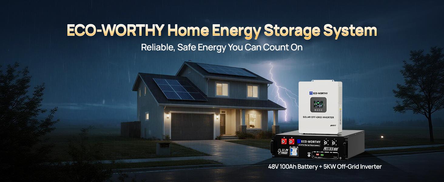 【SOLD OUT】ECO-WORTHY Portable Power Station with LiFePO4 Cells, 5120Wh Large Capacity Battery Pack, 5000W AC Power Supply Inverter, 1Hr/2.5Hr Fast Charging, Bluetooth & WiFi App Control, Home Backup Emergency Solution