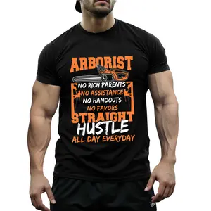 Men's Arborist Graphic T-Shirt |   100% Cotton |   Bold Orange & White Printed Design |   Casual Round Neck |   All-Season Comfort Fit |   Durable Knit Fabric |   Humorous Tree Care Theme |   Hand Wash or Dry Clean