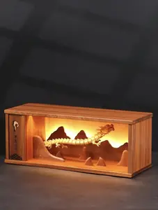 Artist pieces High-end dragon wooden decorative piece with creative mechanical dragon design, Chinese-style study room wooden ornament Statue Decor Desktop Ornaments Home solid Wood Creative