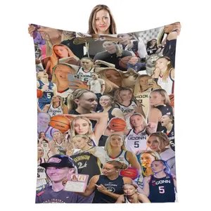 Paige Bueckers Inspired Basketball Design ThickWarm Flannel Throw Blanket - Vibrant Mixed Colors All-Season Cozy Custom Blankets