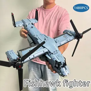 1480 Piece Large Fish Eagle Fighter Jet Model Kit, Rotating Wings, Realistic Design, High Difficulty Building Toy for Adults, Building Blocks Set, Model Aircraft