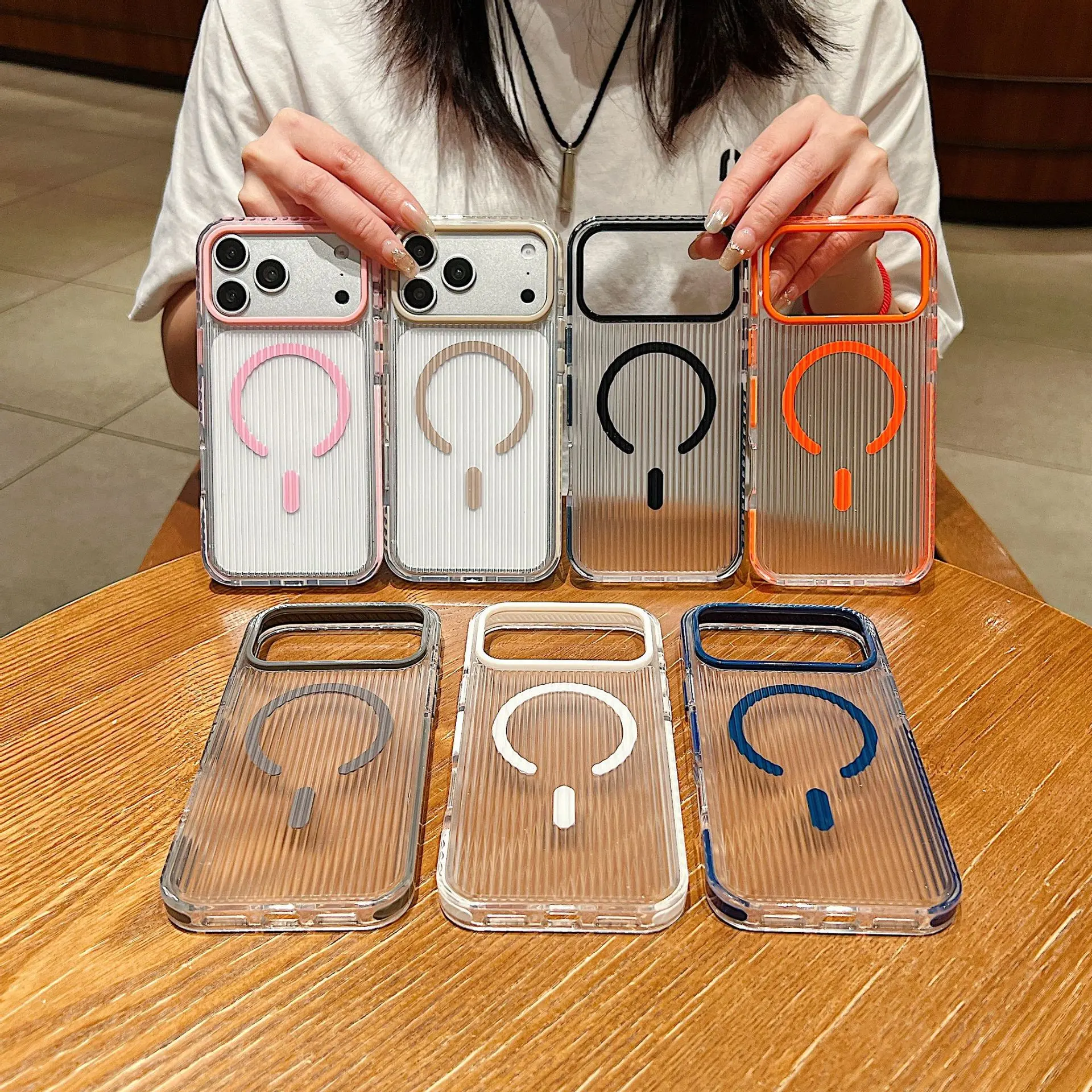 MagSafe Magnetic Crystal Clear Corrugated Wavy Case Shockproof Premium Protective Cover For iPhone 17/16/15/14
