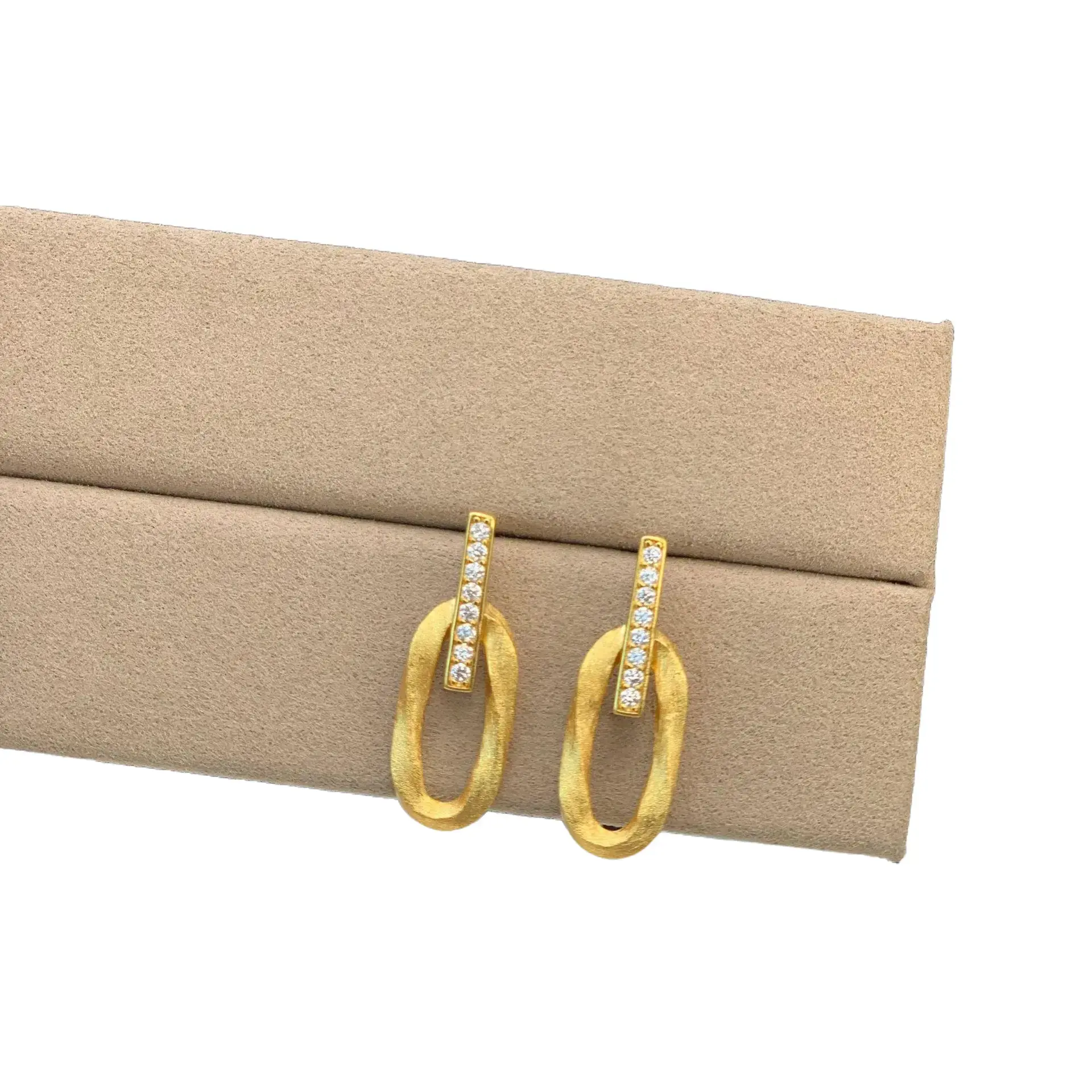 Oval Drop Earrings, Sparkling CZ Geometric Earrings