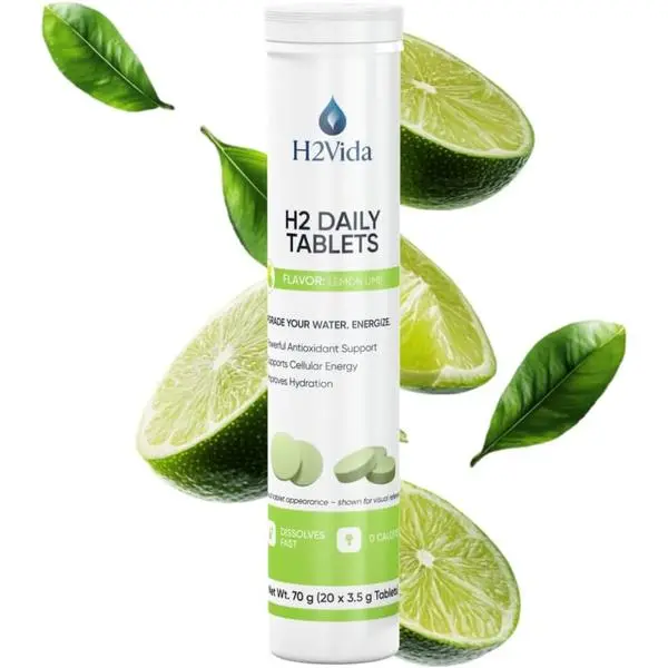 Hydrogen Water Tablets Magnesium H2 Supplement for Energy Detox Hydration and Focus Lemon Lime Flavor 20CT