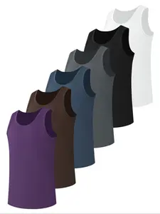Men's Regular Fit Plain Tank Tops, Sleeveless Sport Tank, Comfortable Casual Wear, Fashion Design, Stylish Tank, Perfect for Sports & Leisure Activities, Pack of 6