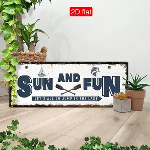 Sunshine Fun Sign Beach Villa Wall Decor Summer Wall Art Rustic Home Decoration Coastal Wall Art Nautical Modern Farmhouse Bedroom Decor
