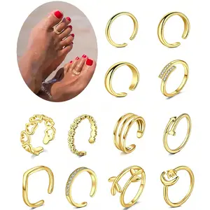 FASHION - Adjustable Toe Rings For Women Summer Beach CZ Heart Foot Jewelry For Summer Adjustable Band Rings Toe Ring Set