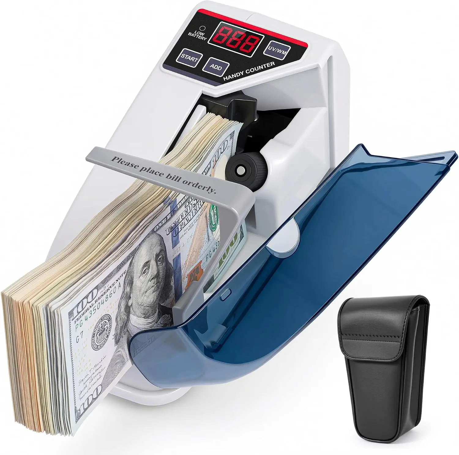 【Fallpicks】PONNOR Portable Money Counter | Compact Bill Counter with Counterfeit Detection | Dual Detect & LCD Screen | Counts up to 600 Bills/Min | for Portable Use & Office