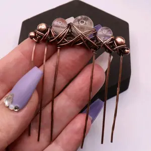 Rutilated Quartz Hair Comb Pin- Hair Styling Accessory