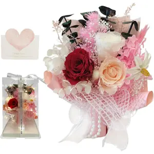 Preserved Flowers Bouquet Romantic Valentines Day Gift for Her LED Light 3 Real Rose Bouquet for Delivery Mothers Day Birthday Gifts for Women Mother Wife Girlfriend