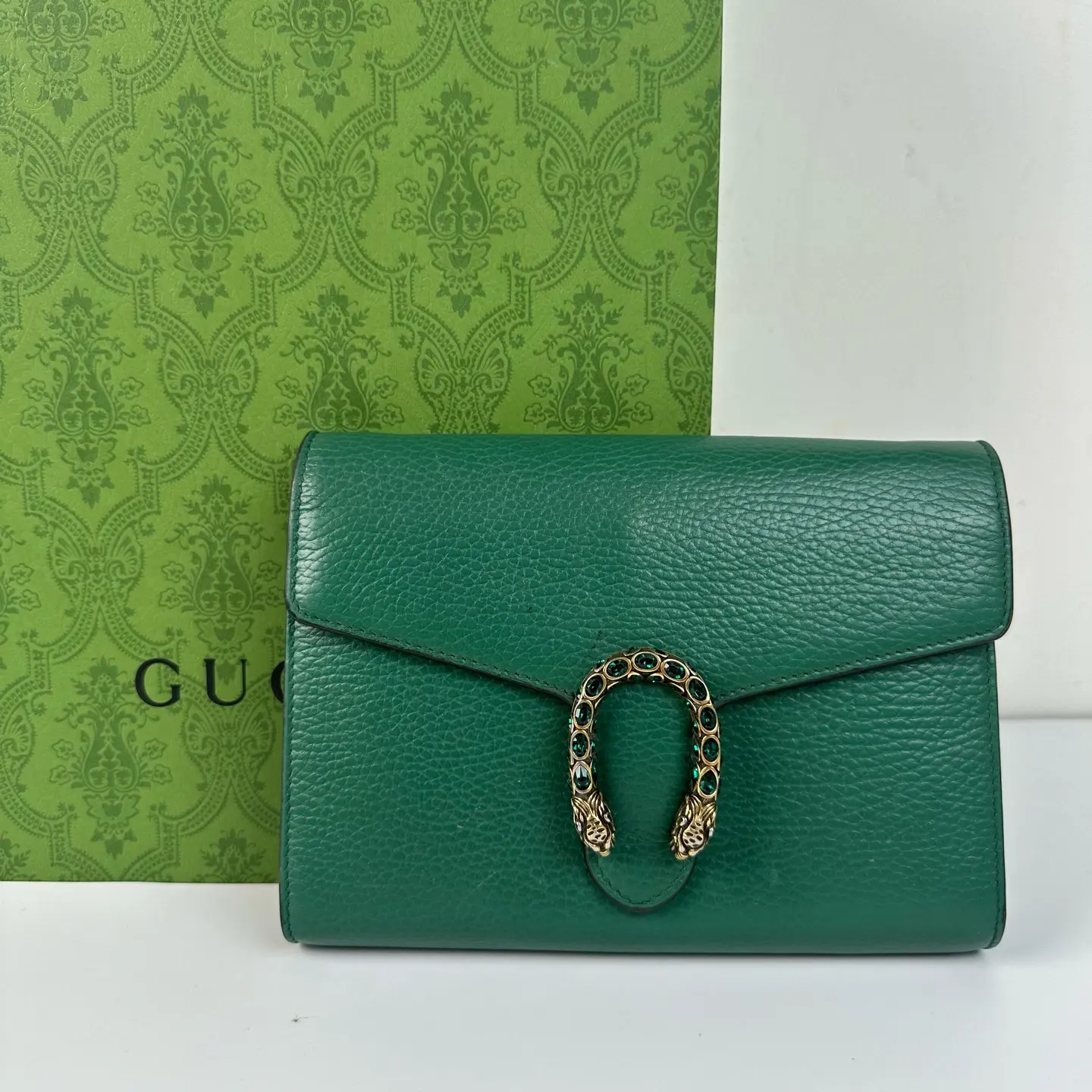 Pre-owned GUCCI ALL Green Dionysus Small Clutch TK0352 CC0368