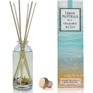 Ocean Mist & Sea Salt Reed Diffuser Set| Made with Essential Oils & Real Botanicals| Decorative Air Freshener for Large Rooms| Beautiful Home Decor