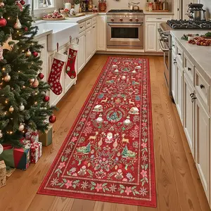 Christmas rug, 1 count Christmas runner rug, Aisle carpet, Christmas decoration rug, Non-slip Washable Corridor Rug, soft comfortable area rug, Home Decor Rugs, Christmas Gift, suitable for Corridor bathroom, living room bedroom bedside, kitchen