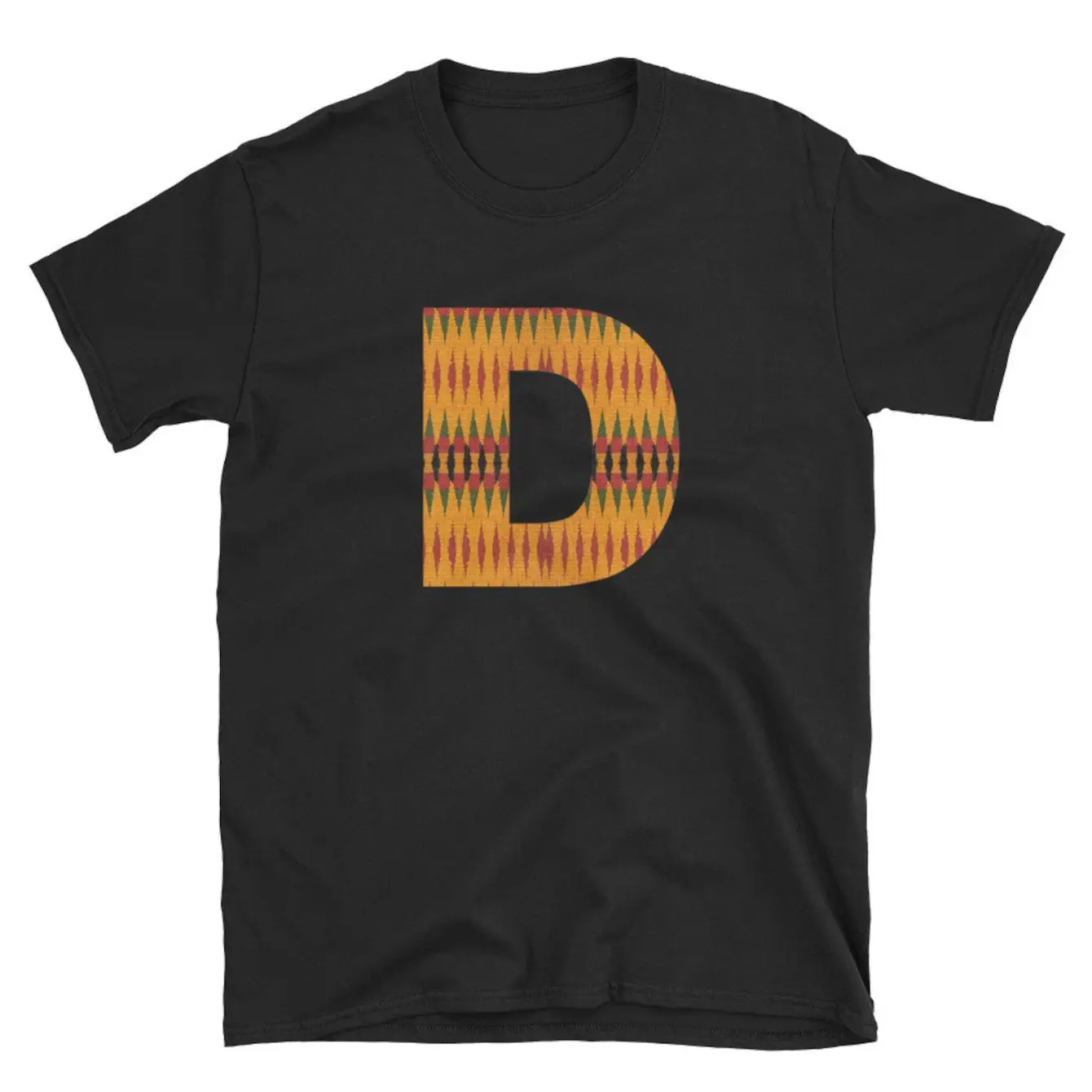 Men's Kente cloth personalization theme Graphic T-Shirt - Short Sleeve Crew Neck Regular Fit Casual Wear | Soft & Breathable Fabric, Durable Print, Everyday Comfort, Machine Washable, African traditional ethnic print style Isolated studio product display